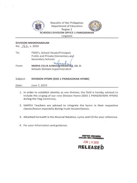 sdo 1 pangasinan hymn|DM166s2019.